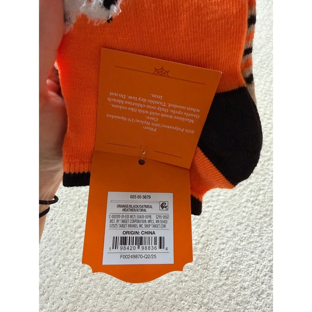 Hyde & EEK Boutique Halloween Low Cut Socks 6 Pairs Orange Black Pumpkin 4-10